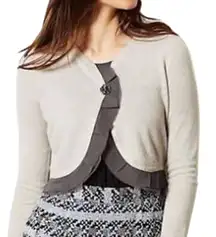 Guinevere Anthropologie Cardigan Sweater S Gray Wool Rabbit Ruffle Trim Coquette