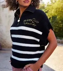 Star Wars May The Force Be With You Black and White Striped Women's Sweater sz M