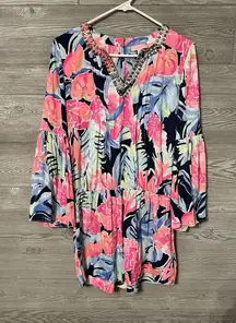 Lilly Pulitzer Ariele Romper in‎ High Tide Navy Tropicolada Lightweight S