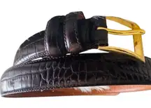 Vintage Ralph Lauren black textured leather belt with gold accents size small