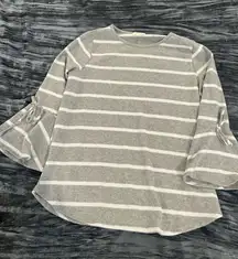 Gray Striped Women's Fleece Top size S 