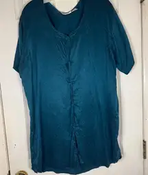 Vintage Victorias Secret gold label Silk Sleep Shirt Button‎ Down Short Sleeve L