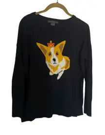 French Connection Navy Sweater with Corgi Design Cotton Small