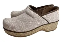 Dansko Jute Pro Canvas Clogs Tan Cream Ikat Print
