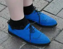 LF JC by Jeffrey Campbell‎ Limited edition blue suede pointed toe lace up shoes