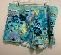 Old Navy Womens Floral Swim Board Shorts Size 18 Waist 36” Blue Yellow Print