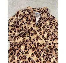 IBKUL Womens 1/4 Zip Long Sleeve Mesh Vented Pullover Leopard Cheetah XL