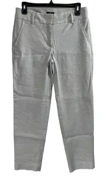 Loft Pants Julie Slimming Ankle‎ Linen Rayon White Blue Wash Size 2