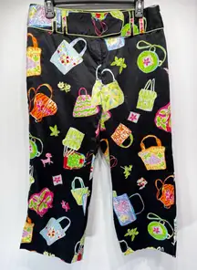 Black Cropped Pants Paris Shopping Theme Poodle Purse Lavie Boheme Boho Whimsy