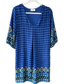 EVERLY Blue Abstract Aztec Lined Women’s Dress Size Medium