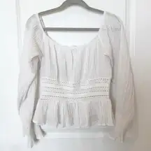 Guess Y2K Womens Milkmaid Gauze Peasant Top Size Medium Coquette Cottagecore