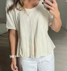 NWOT Free People We The Free Pleated Drifter Peplum Tee top low back s