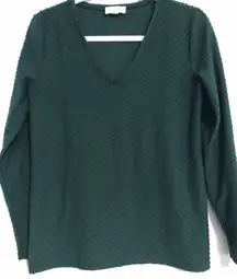 Loft green long sleeve‎ V neck textured shirt women’s size small