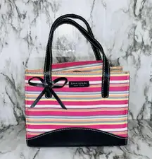 Kate Spade Vintage Purse Rainbow Striped Bow Pink/Black Mini Women Clubwear