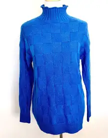 Abound NWOT  Checkered Royal Blue Mock Neck Sweater