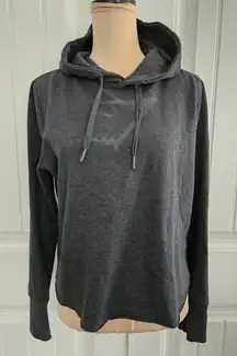Gymshark Dark Grey Cropped Wrap Back Hoodie Logo Women Sz M Athleisure