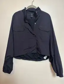 Forever 21 Woman's Windbreaker Cropped Jacket Snaps‎ Black Size Medium