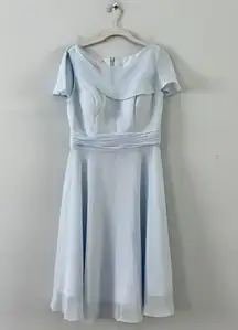 NWT JJ’s House Sky Blue A-Line Scoop Pleated Ruffle Chiffon Bridesmaid Dress