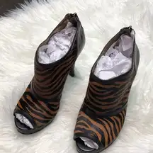 Reba brown and black zebra striped heels size 7