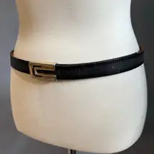 Retro vintage black and green leather belt, size medium, 41”