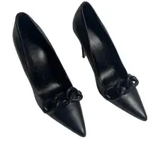 Karl Lagerfeld Women's Black Carmy Leather Stiletto Pumps Size 6M