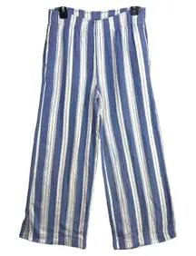 Old Navy M Blue Striped Pant High Rise Crinkle Gauze Summer Coastal Beach Lounge