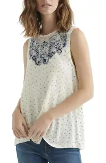 Lucky Brand Sleeveless Top with Embroidered Design - Size - Large