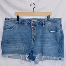 Ava & Viv Medium Wash High Waisted Button Front Cut Off Denim Short size 20W