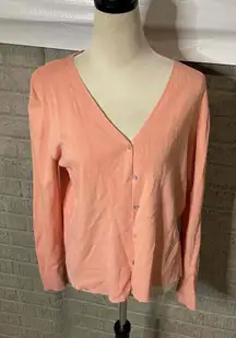 Joseph A Pink Long Sleeve Button‎ Up Cardigan Sweater Size Large