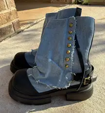 New no tags chunky platform jean studded boots sz 7.5/245