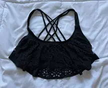 Calia Womens Size Small Black Swimsuit Bikini Top Racerback Nylon Summer Beach