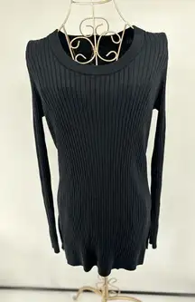 Athleta black double side split ribbed long sleeve sweater size medium