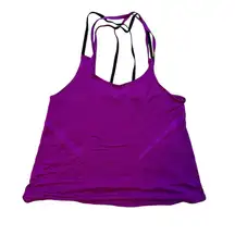 ALO Yoga Ribbed En Pointe Tank Size Small Magenta Black Criss Cross Back Active‎