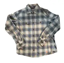 - Women's Hamilton Flannel Plaid Cozy Shirt Size S Blue Teal LS Fall
