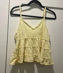 Yellow Tiered V Neck Tank Top Size Medium