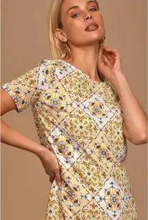 Dandy Lion Yellow Print Shift Dress