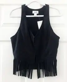 NWT Vintage Black Fringe Vest