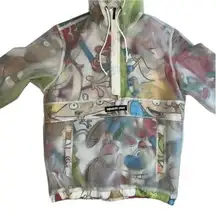 Members Only x Nickelodeon Collab Translucent Rain Jacket Characters Size S