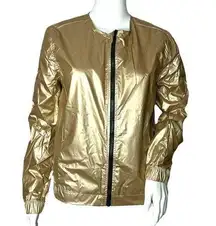 Z by Zella Women's Shimmer Gold Athletic Jacket Full Zip Black Zipper