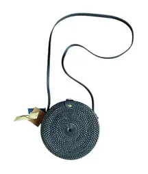 Collection 18 Rattan Black Woven Round Bag