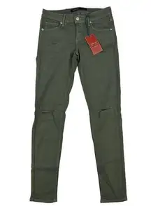 Just USA - Destroyed Ankle Length Skinny Jeans in Moss Green