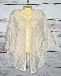 Wynne Layers Size L Ivory Eyelash Textured Open Front Cardigan Jacket