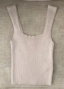 Abercrombie & Fitch Square Neck Tank Top Ribbed Stone Small Crop Cropped