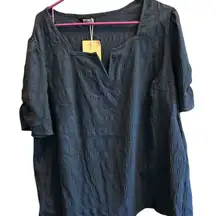 Bloomchic Women's Blue Split Neck Blouse Size‎ 14/16 Casual Spring Top