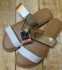White and Gold Strappy Sandals Size 7/8