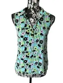 ModCloth Floral Shirt Top Sleeveless Tank Small