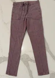 American Eagle High Rise Jegging Tie Waist Pants Women’s 12 Long Mauve Stretch
