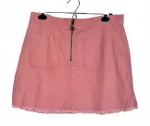 Madewell Pink Denim Cut Off Mini Jean Skirt Womens 10 Spring Casual Zipper