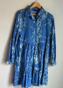 Tuckernuck Ro's Garden Cotton Shirt Dress in a blue floral print Medium