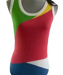 Vintage Cyrus ribbed sleeveless sweater top bright knit pink yellow green sz s